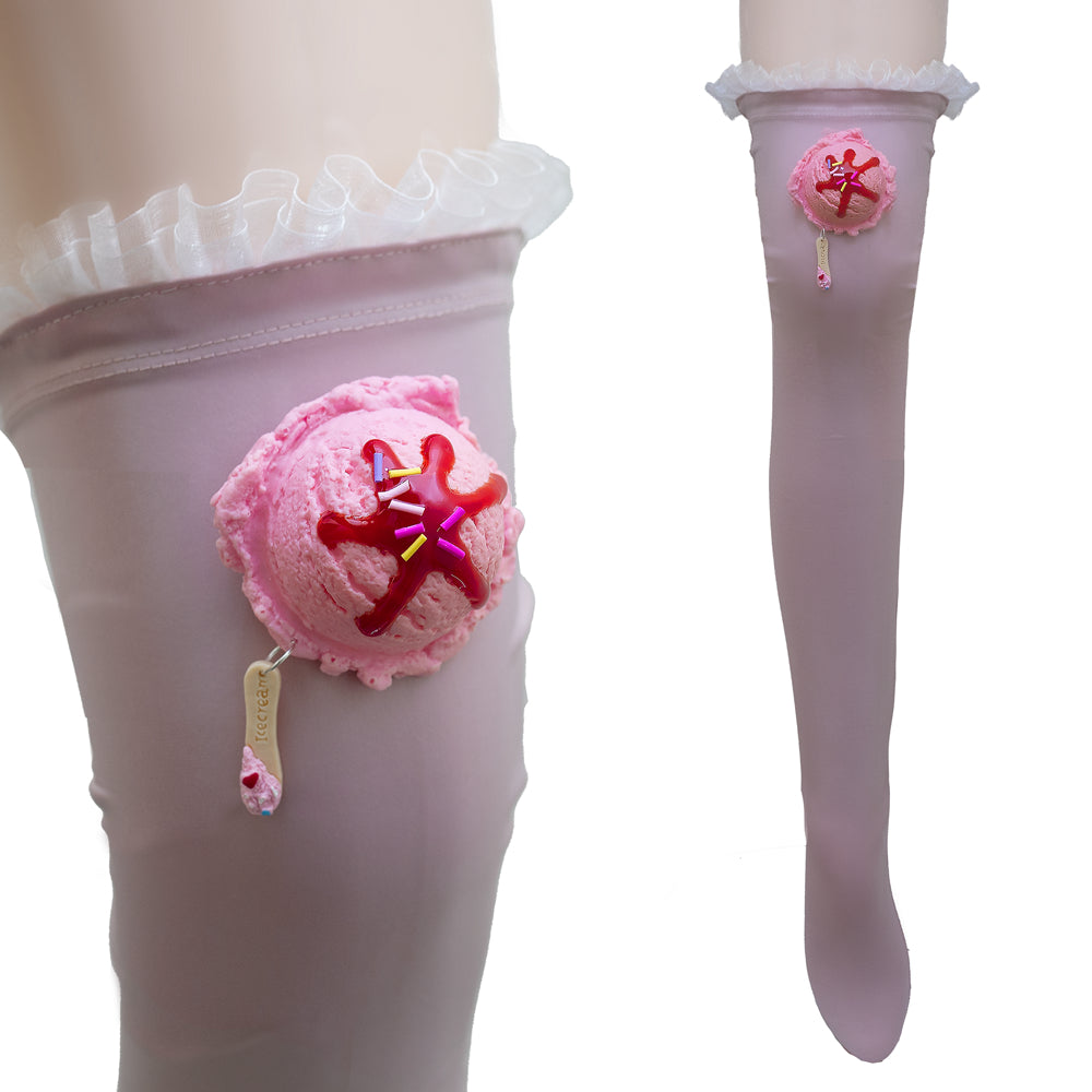 Strawberry sundae thigh socks