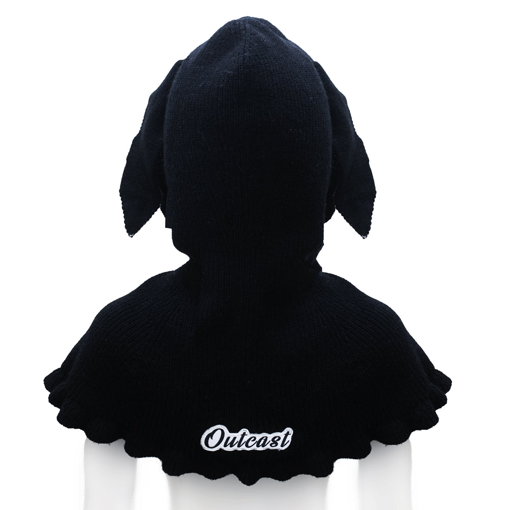 black raabit hood hat