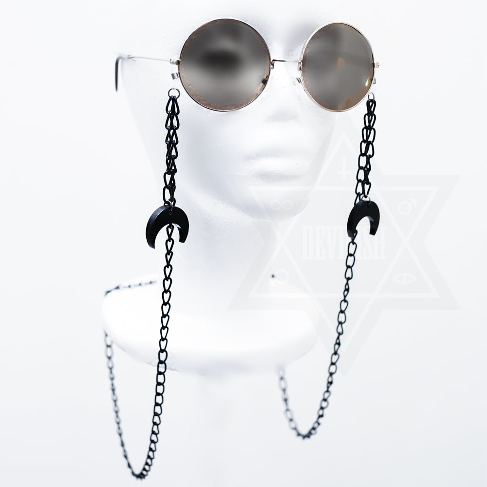 Darkened moon glasses chain