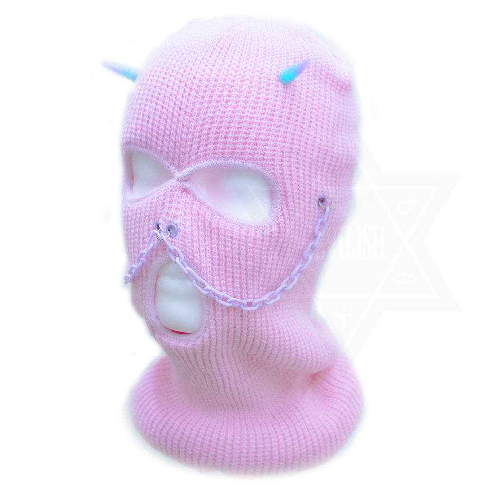 Pink demon beanie mask