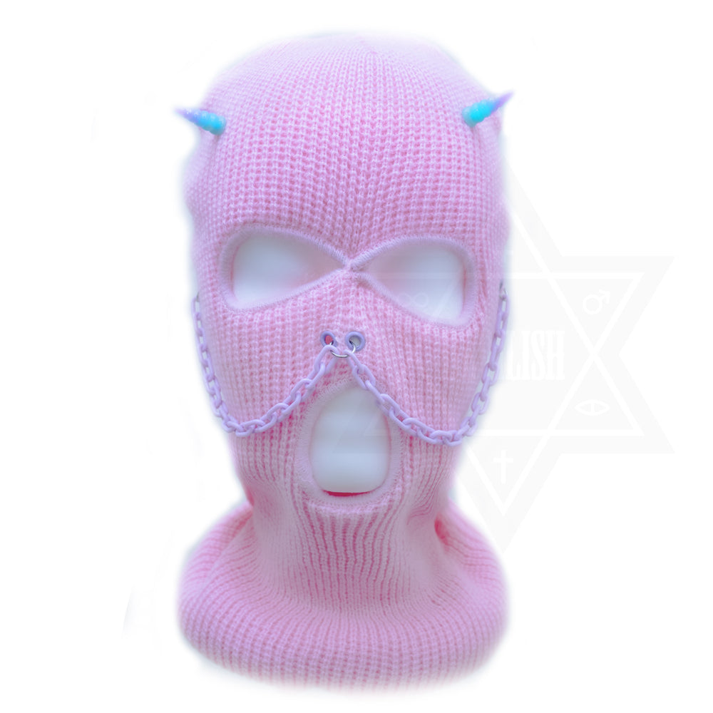 Pink demon beanie mask