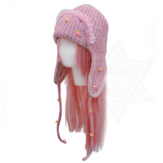 Pink wonderland knit hat