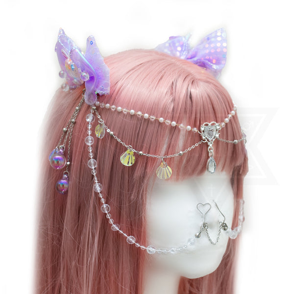 Mermaid princess headpiece nose chain set