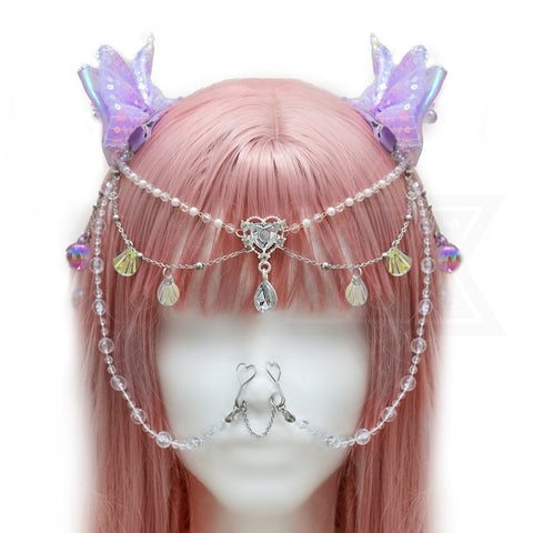 Mermaid princess headpiece nose chain set