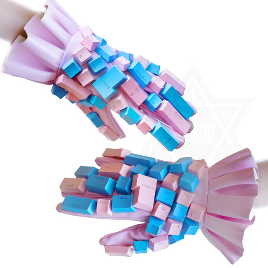 Dreamy cyber world leather gloves