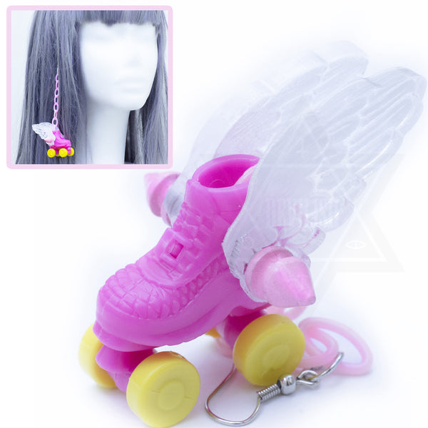 Fallen angel roller skate earring