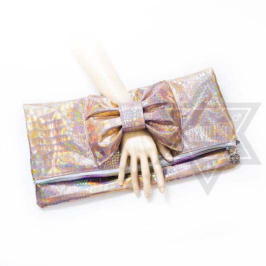 Illusion ribbon Clutch bag(Gold,Silver)