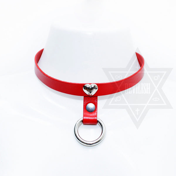 Love ring choker(Black/Pink)*