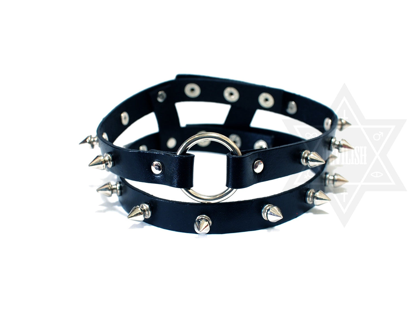 Double leather spikes garter*
