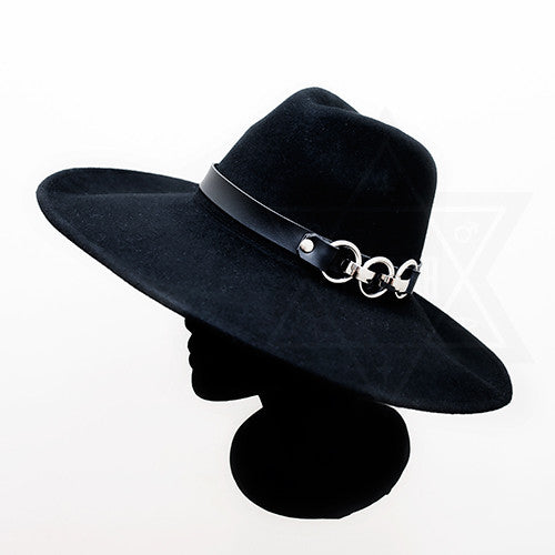 leather chained hat
