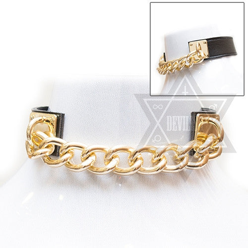 chained leather choker