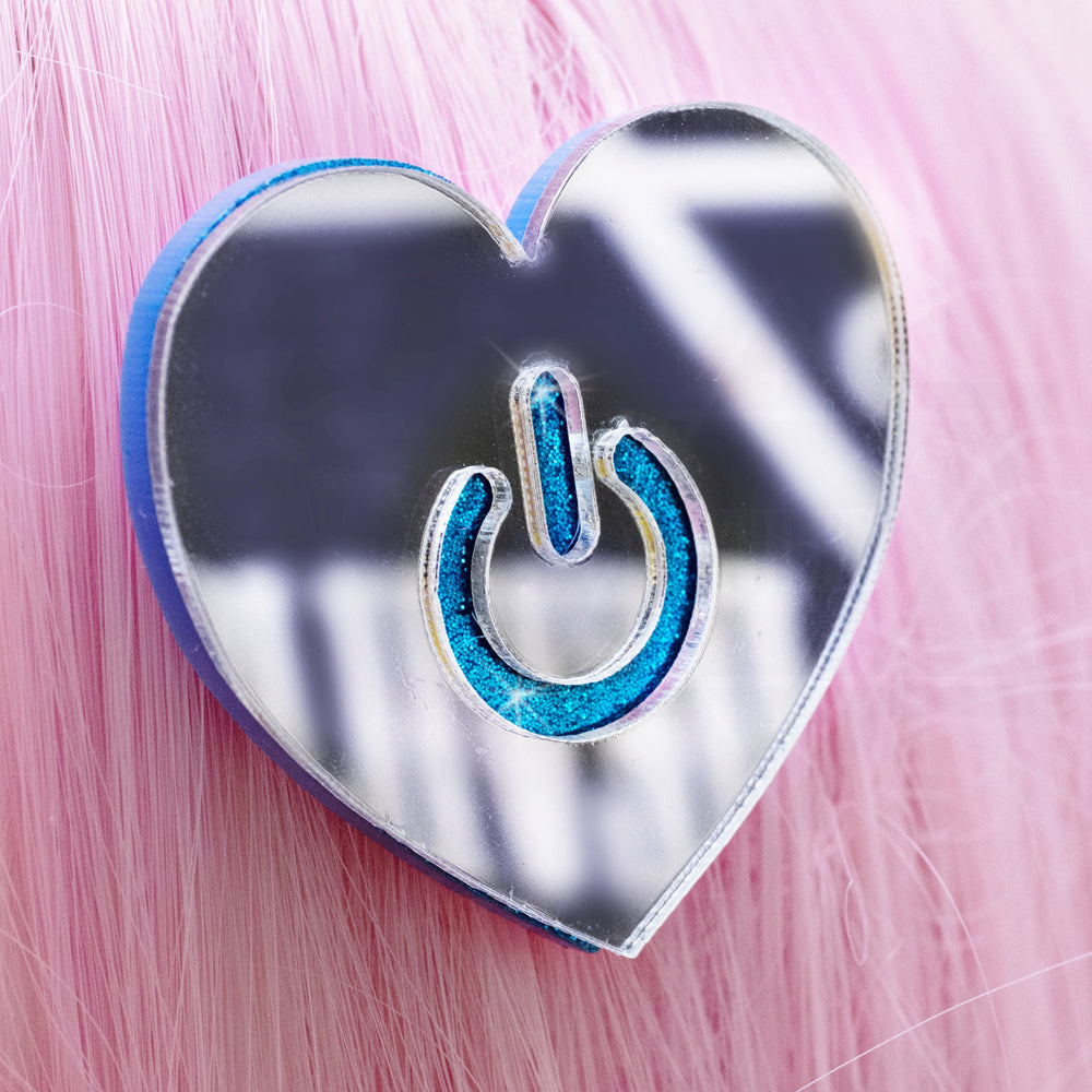 Love power button hair clip