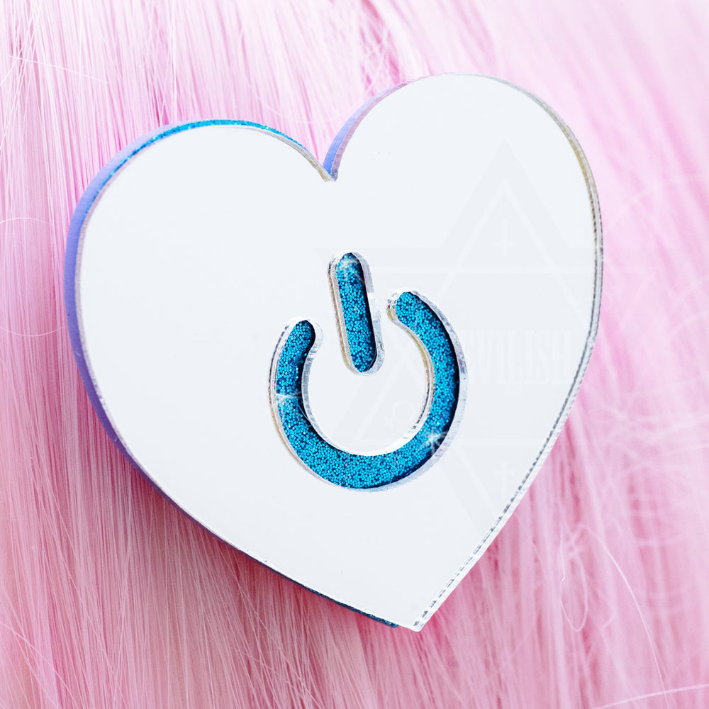 Love power button hair clip