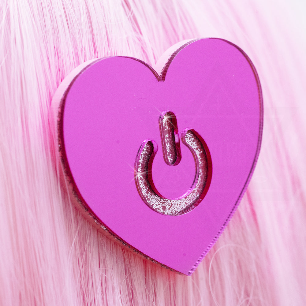 Love power button hair clip