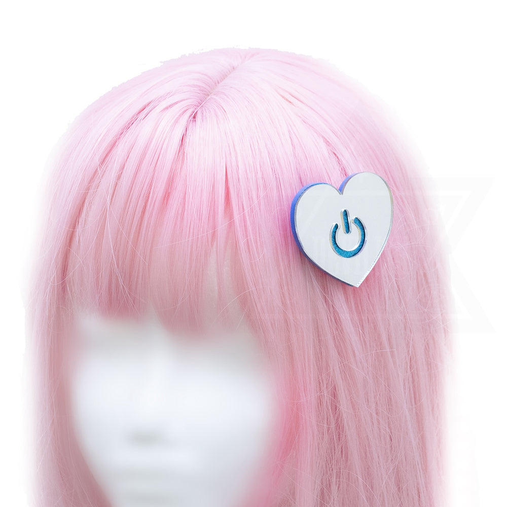 Love power button hair clip