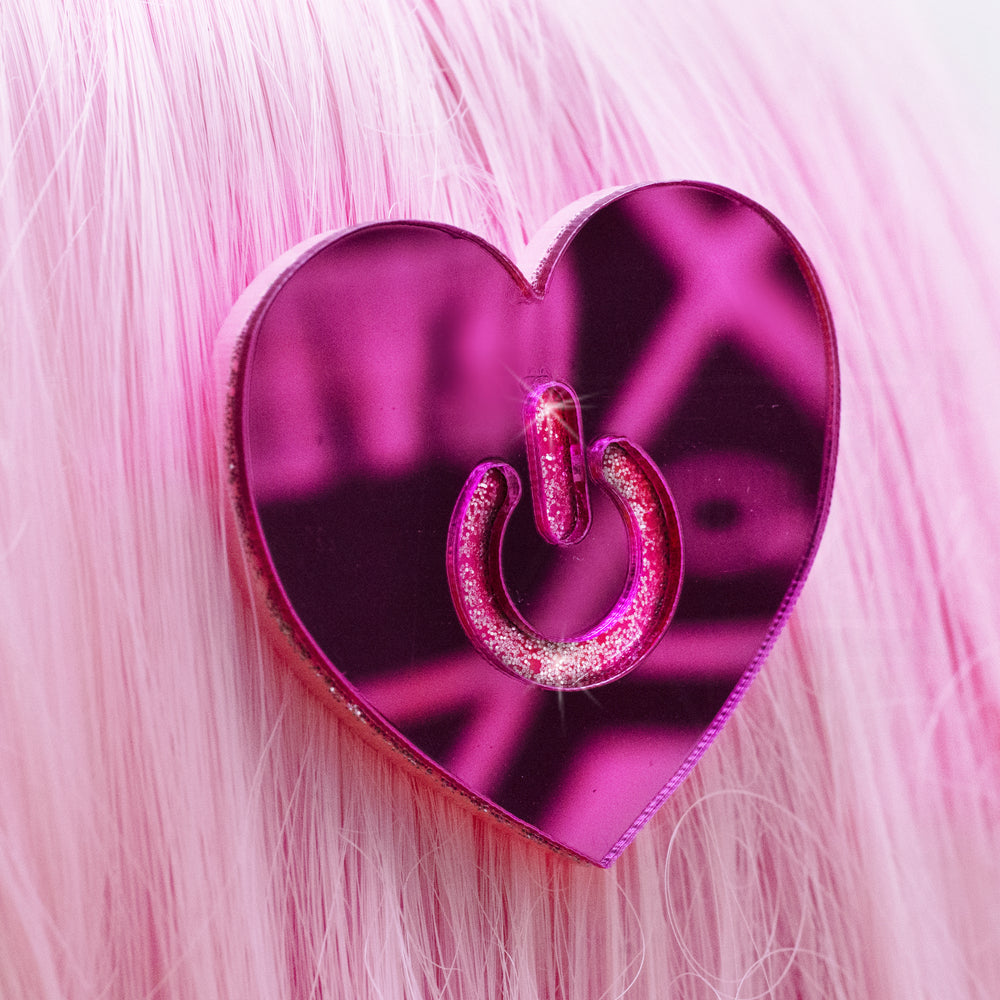Love power button hair clip