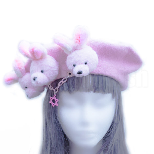 Pink little rabbits beret