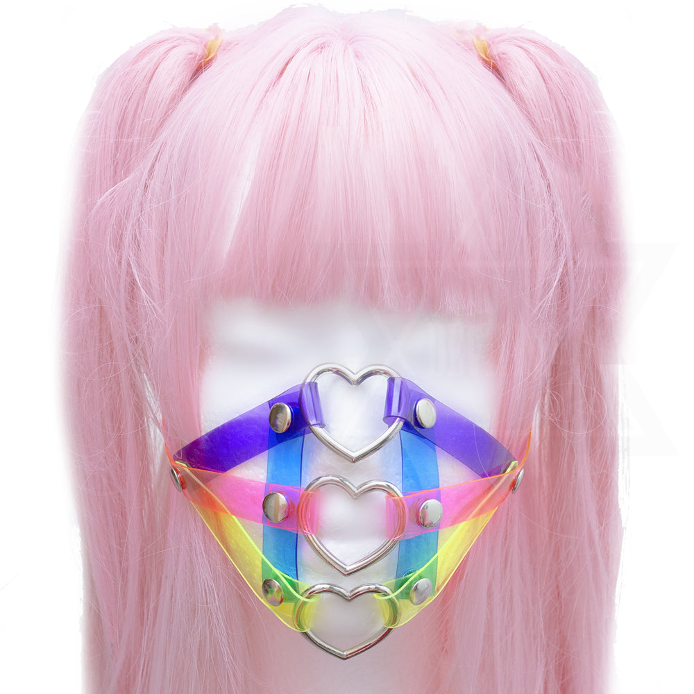 Neon hearts harness mask