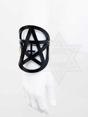Pentagram shield bracelet(Black,Clear)